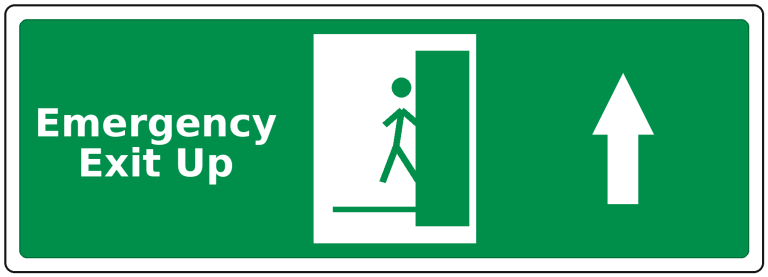 Emergency Exit Up landscape fire safety sticker