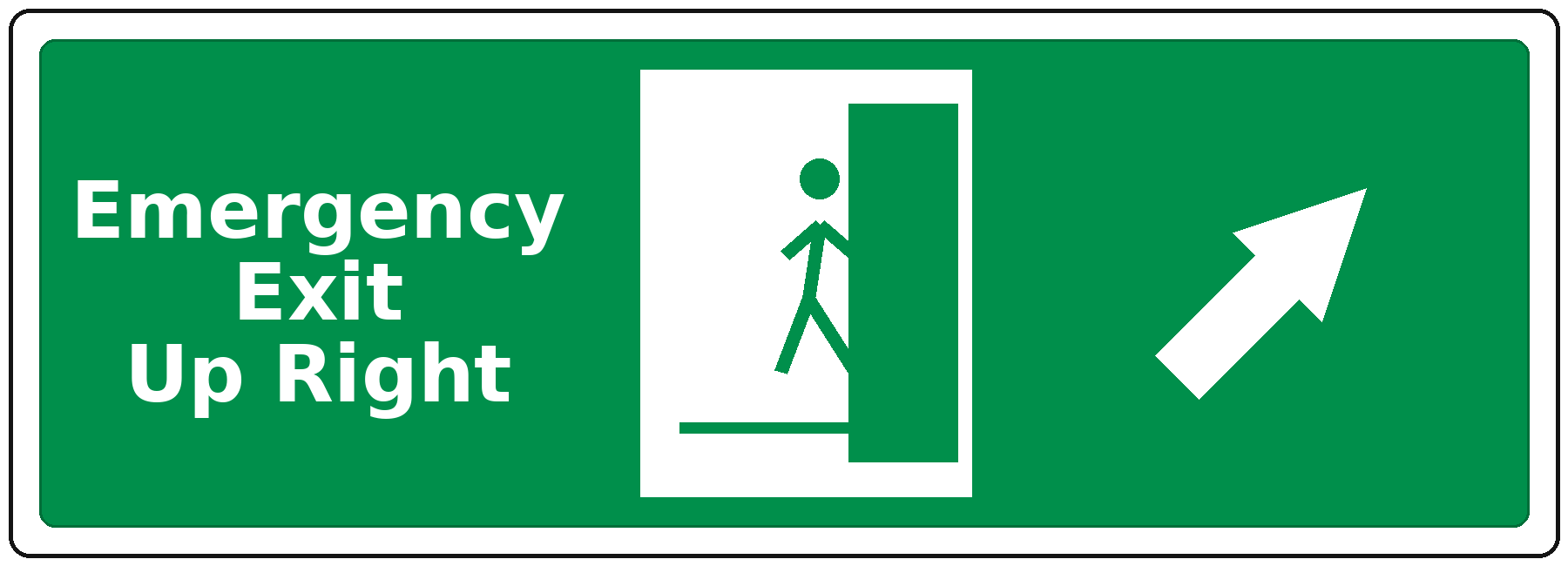 Emergency Exit Up Right landscape fire safety sticker