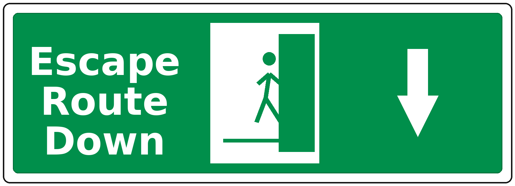 Escape Route Down landscape fire safety sticker