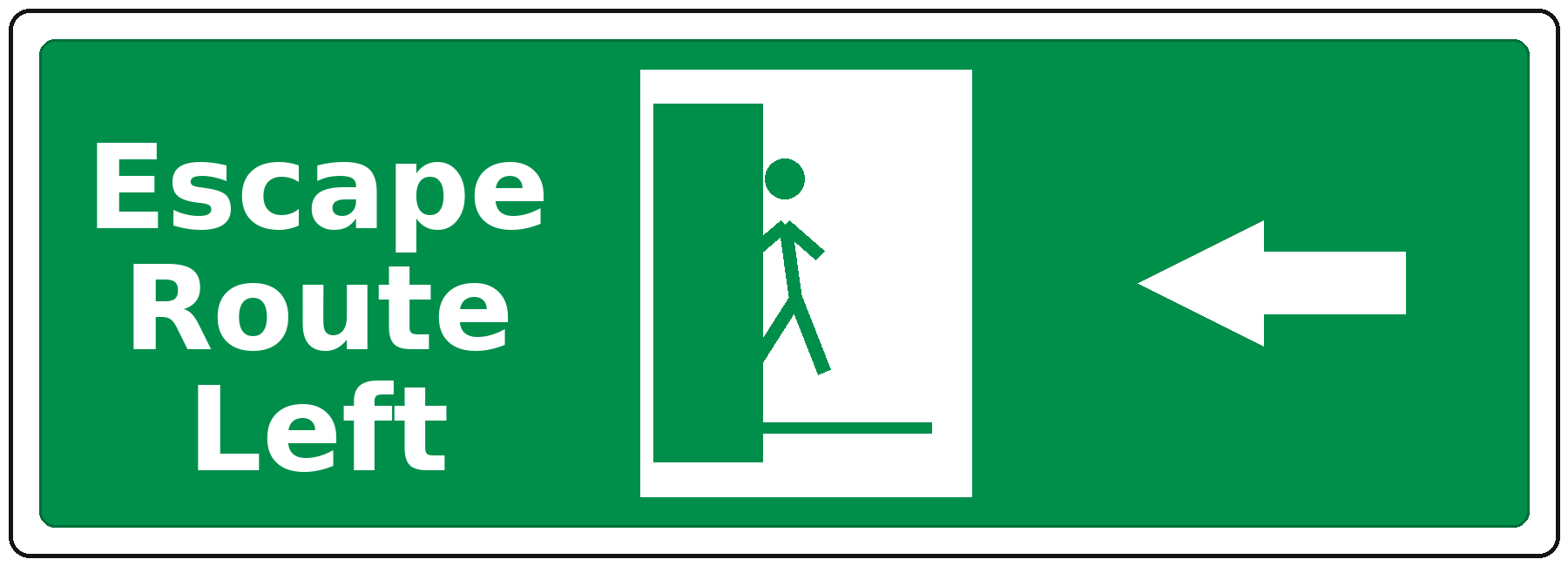 Escape Route Left landscape fire safety sticker