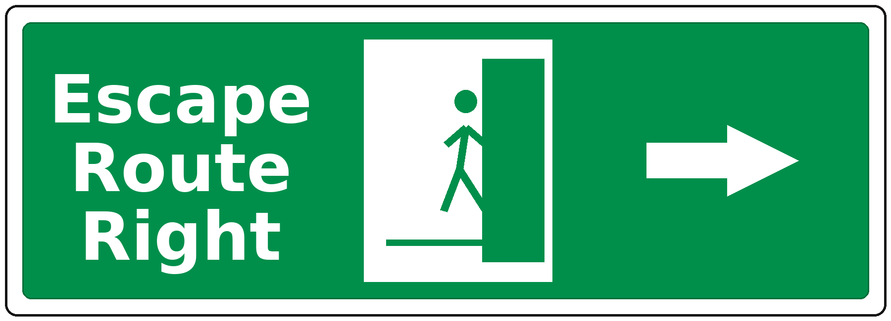 Escape Route Right landscape fire safety sticker