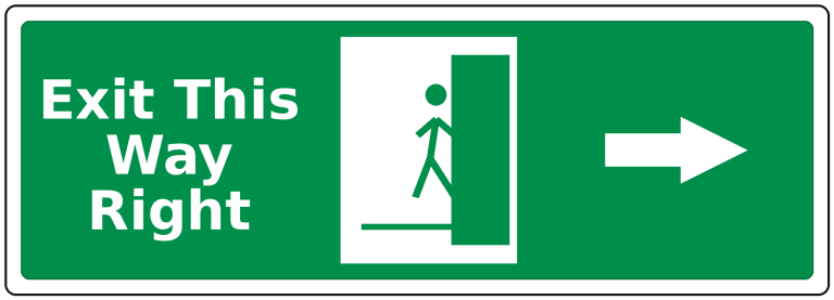 Exit This Way Right landscape fire safety sticker