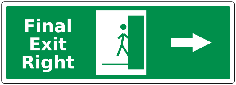Final Exit Right landscape fire safety sticker
