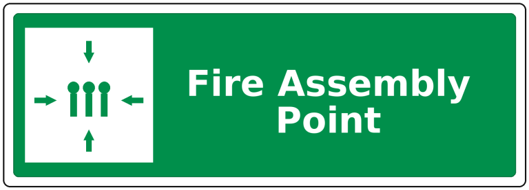 Fire Assembly Point landscape fire safety sticker