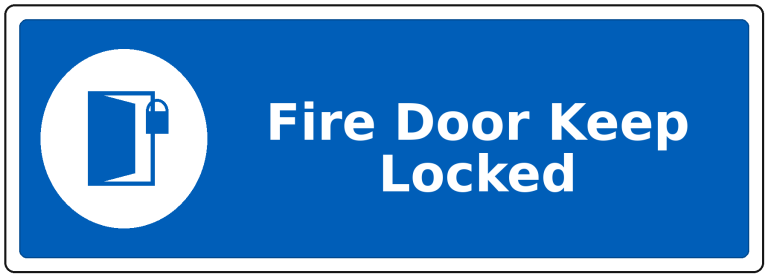 Fire Door Keep Locked landscape fire safety sticker