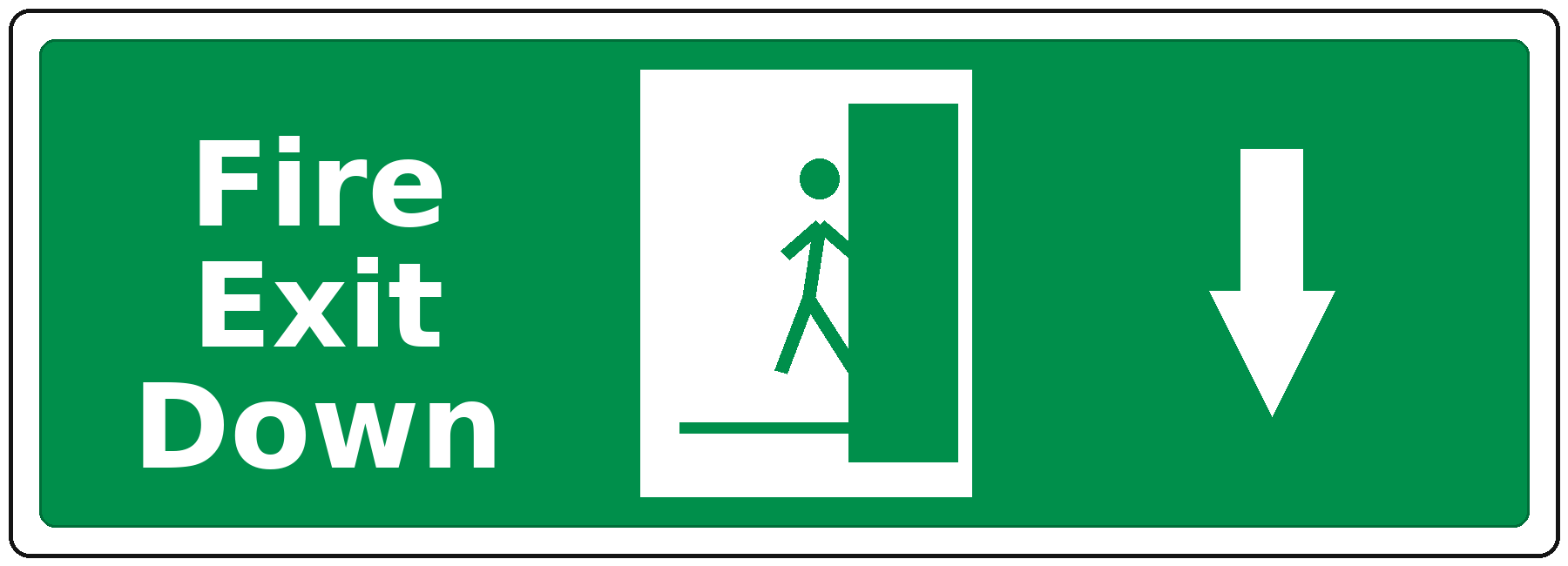 Fire Exit Down landscape fire safety sticker