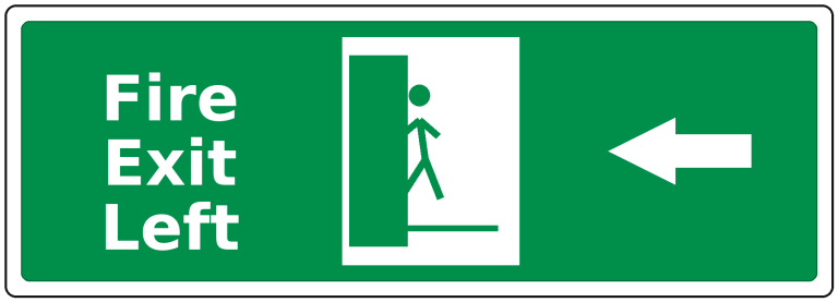 Fire Exit Left landscape fire safety sticker
