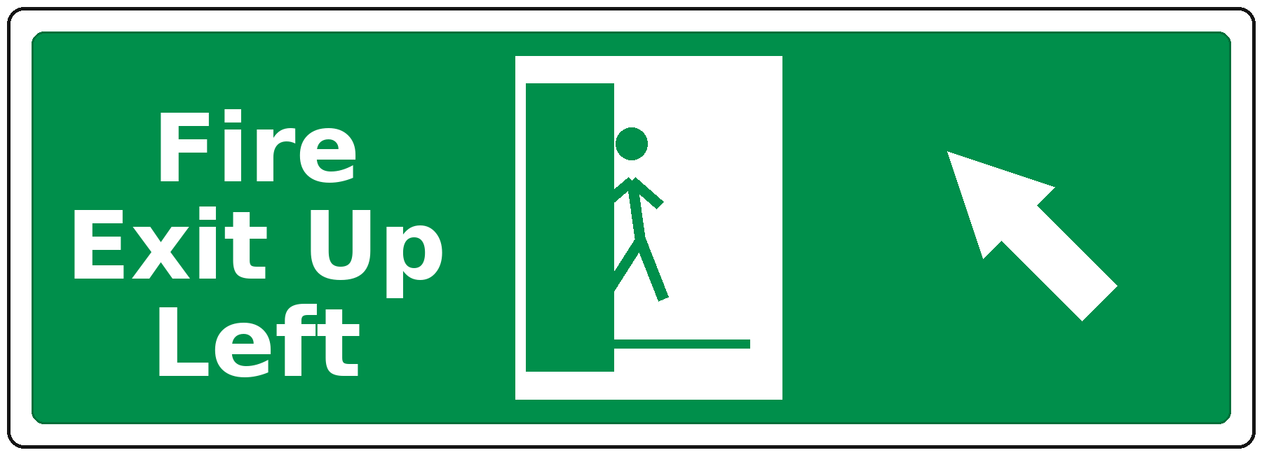 Fire Exit Up Left landscape fire safety sticker
