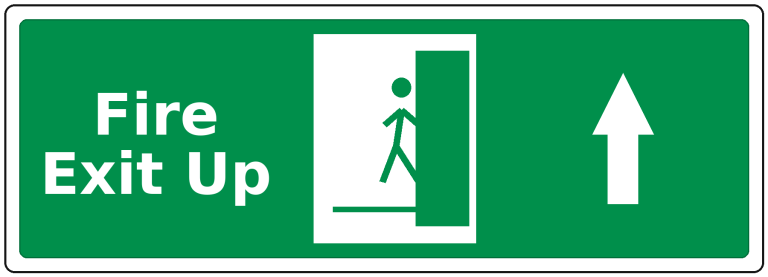 Fire Exit Up landscape fire safety sticker