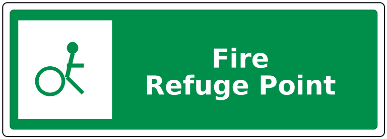 Fire Refuge Point landscape fire safety sticker