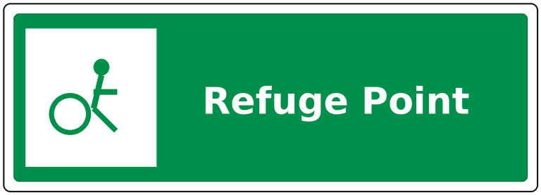 Refuge Point landscape fire safety sticker