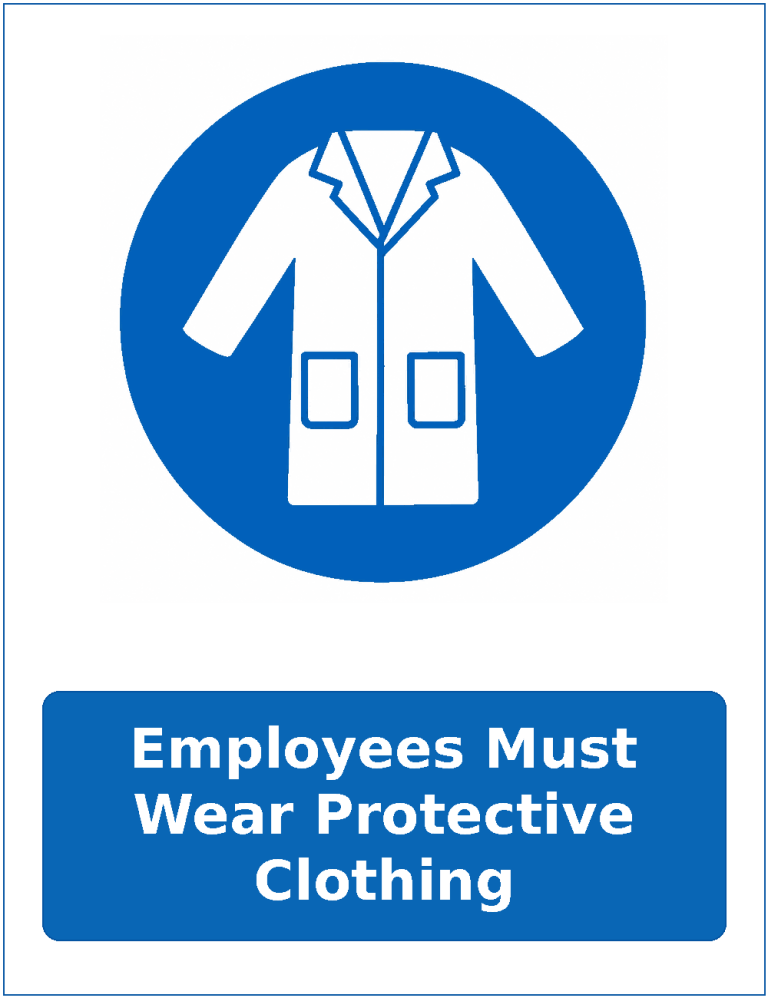 Employees Must Wear Protective Clothing mandatory protective clothing sticker