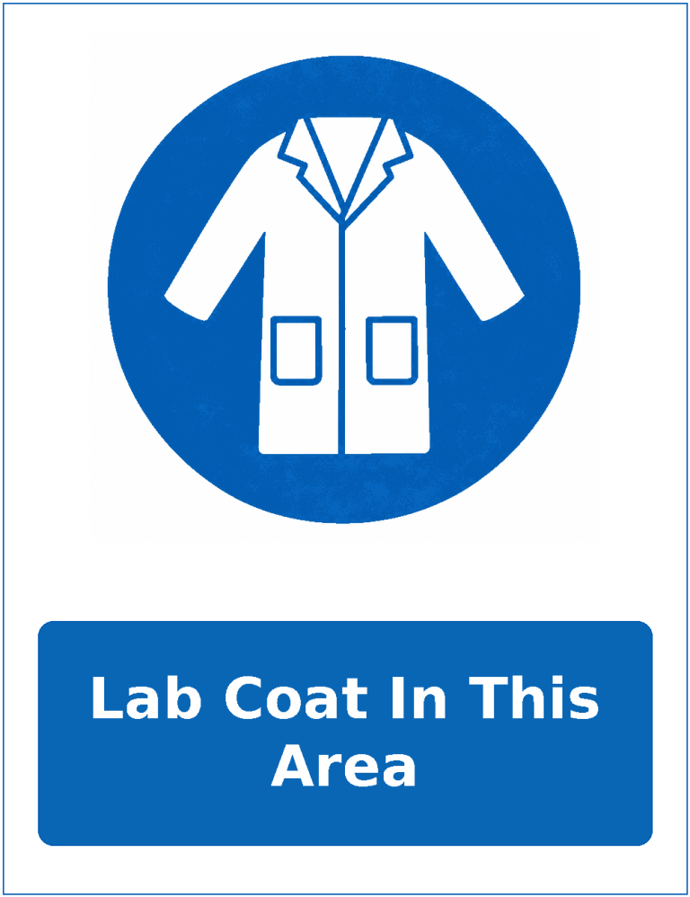 Lab Coat In This Area mandatory protective clothing sticker