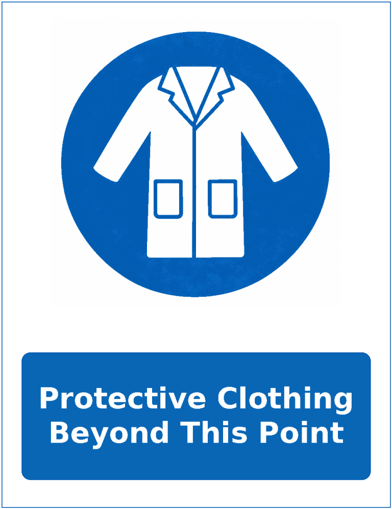 Protective Clothing Beyond This Point mandatory protective clothing sticker