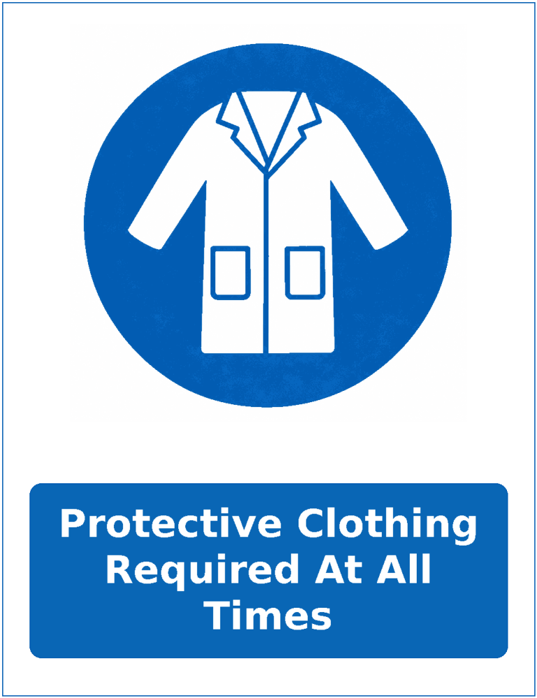 Protective Clothing Required At All Times mandatory protective clothing sticker