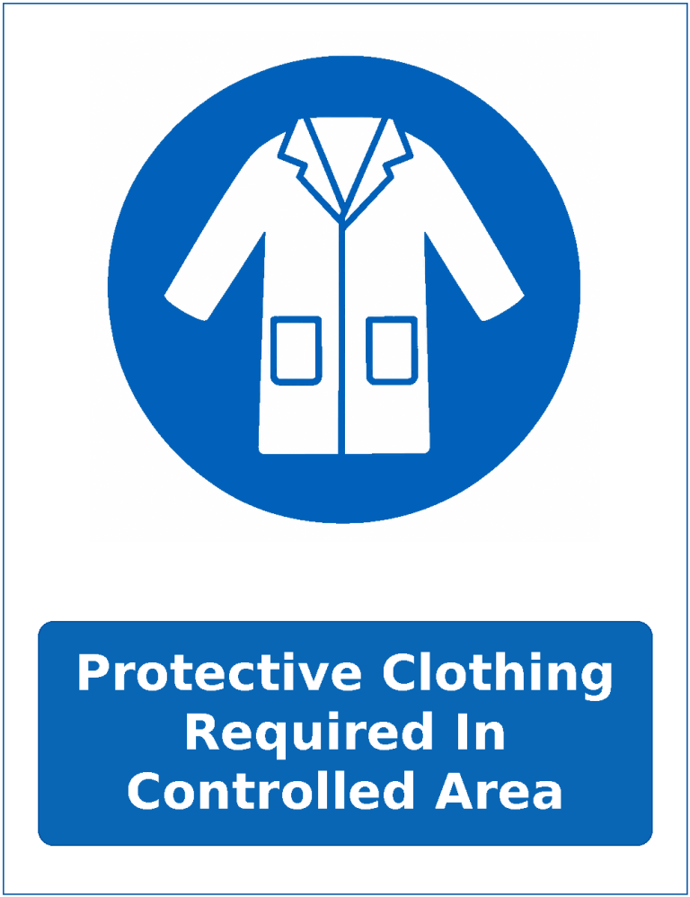 Protective Clothing Required In Controlled Area mandatory protective clothing sticker