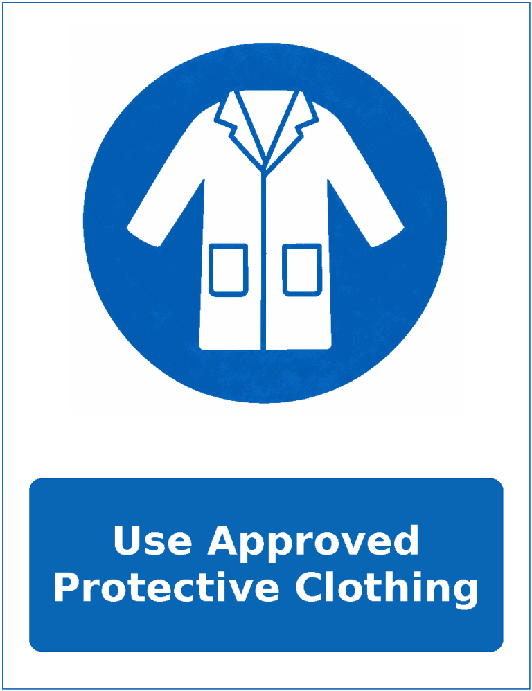 Use Approved Protective Clothing mandatory protective clothing sticker