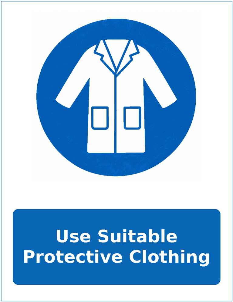 Use Suitable Protective Clothing mandatory protective clothing sticker