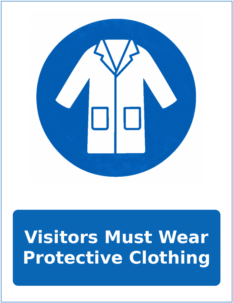 Visitors Must Wear Protective Clothing mandatory protective clothing sticker