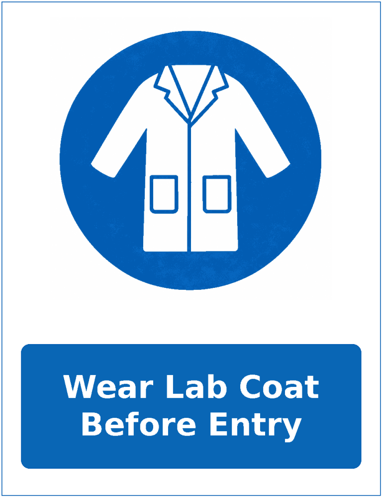 Wear Lab Coat Before Entry mandatory protective clothing sticker