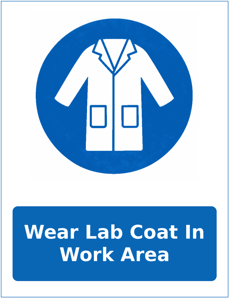 Wear Lab Coat In Work Area mandatory protective clothing sticker