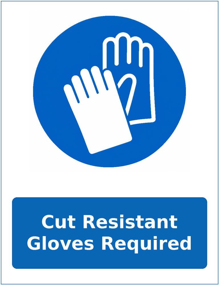 Cut Resistant Gloves Required mandatory protective gloves safety sticker
