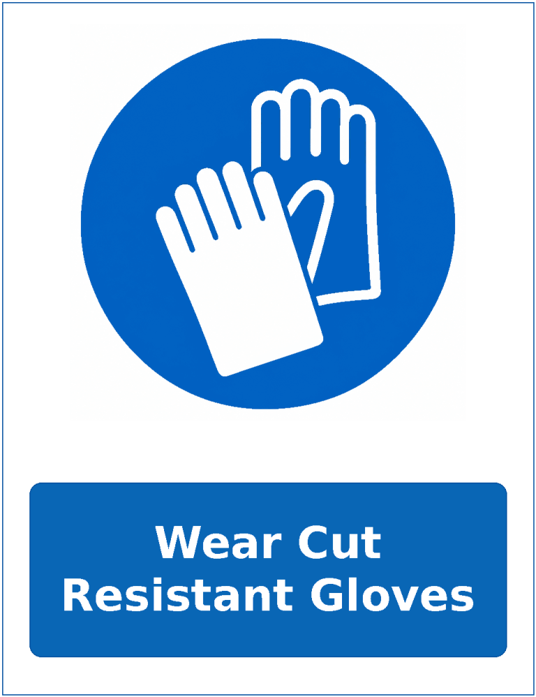 Wear Cut Resistant Gloves mandatory protective gloves safety sticker