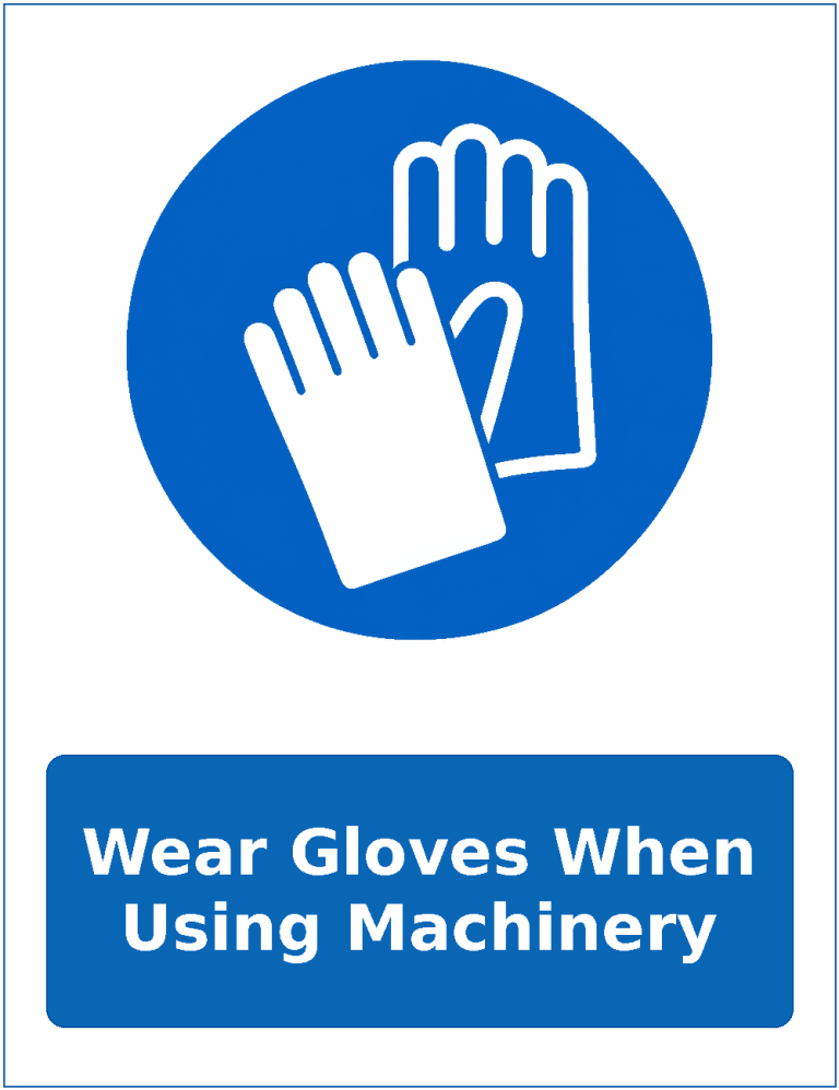 Wear Gloves When Using Machinery mandatory protective gloves safety sticker
