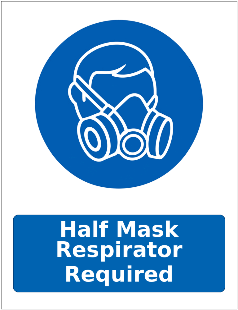 Half Mask Respirator Required mandatory respiratory protection safety sticker