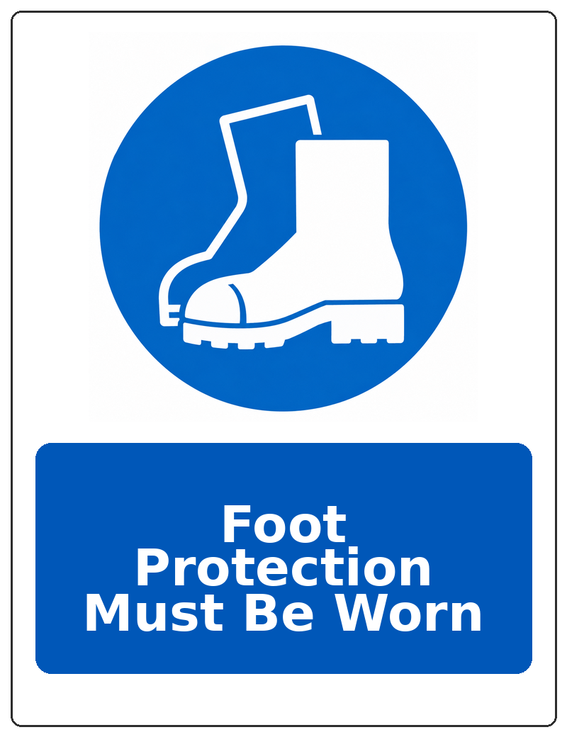 Foot Protection Must Be Worn portrait safety footwear mandatory sticker