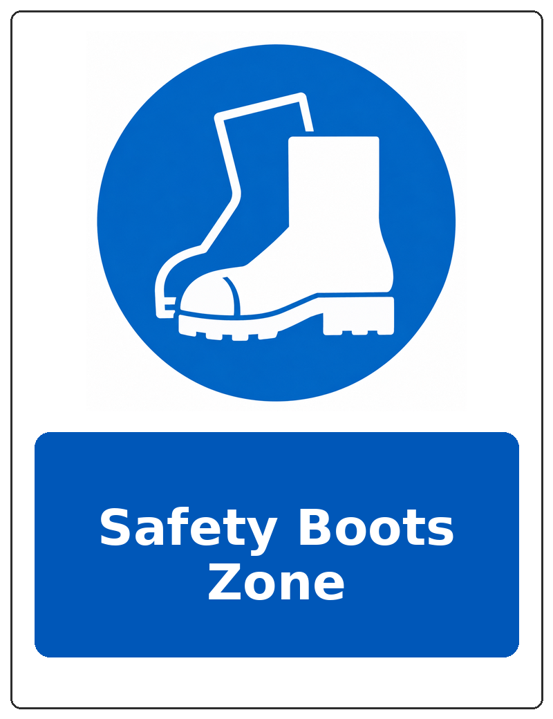 Safety Boots Zone portrait safety footwear mandatory sticker