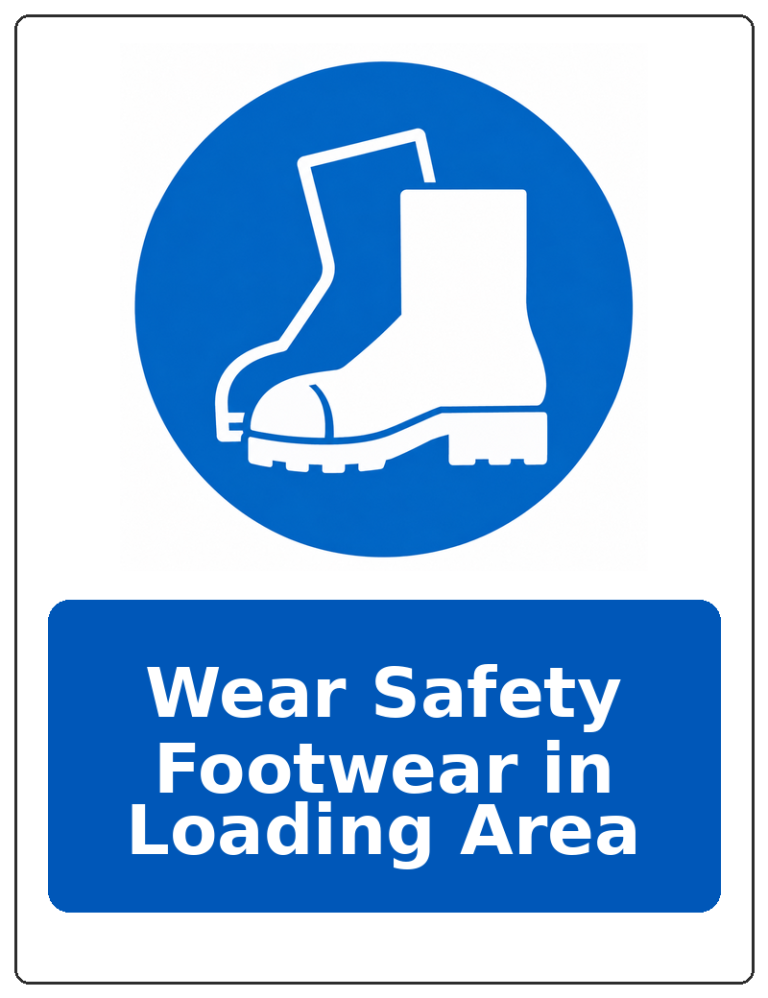 Wear Safety Footwear in Loading Area portrait safety footwear mandatory sticker