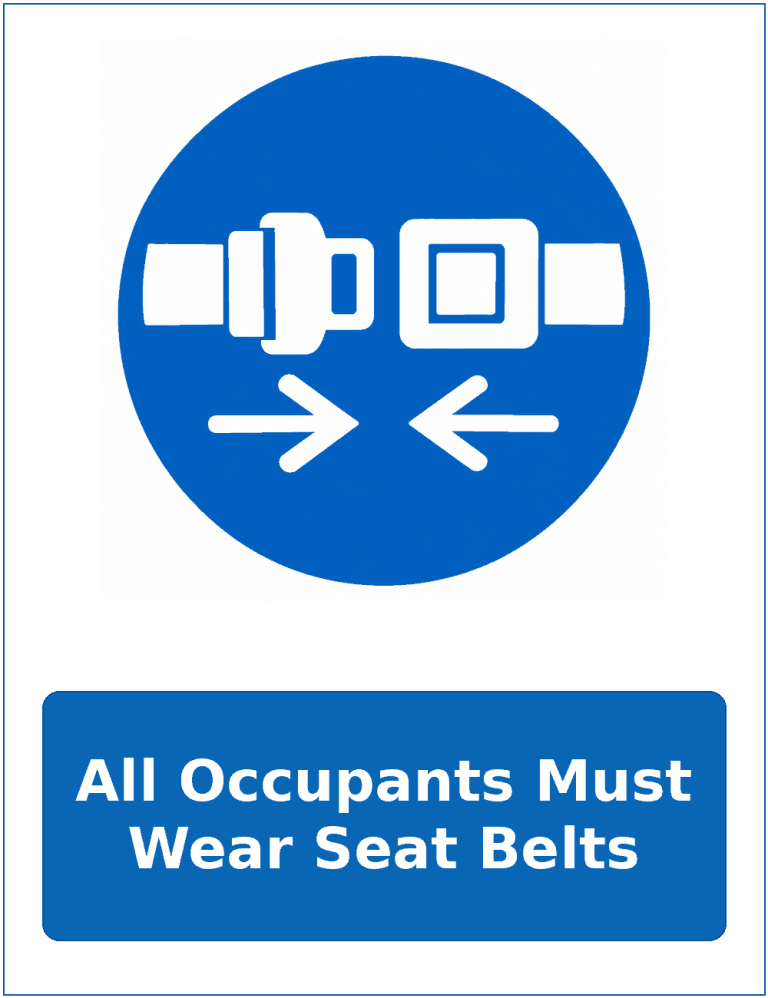 All Occupants Must Wear Seat Belts mandatory seat belt safety sticker