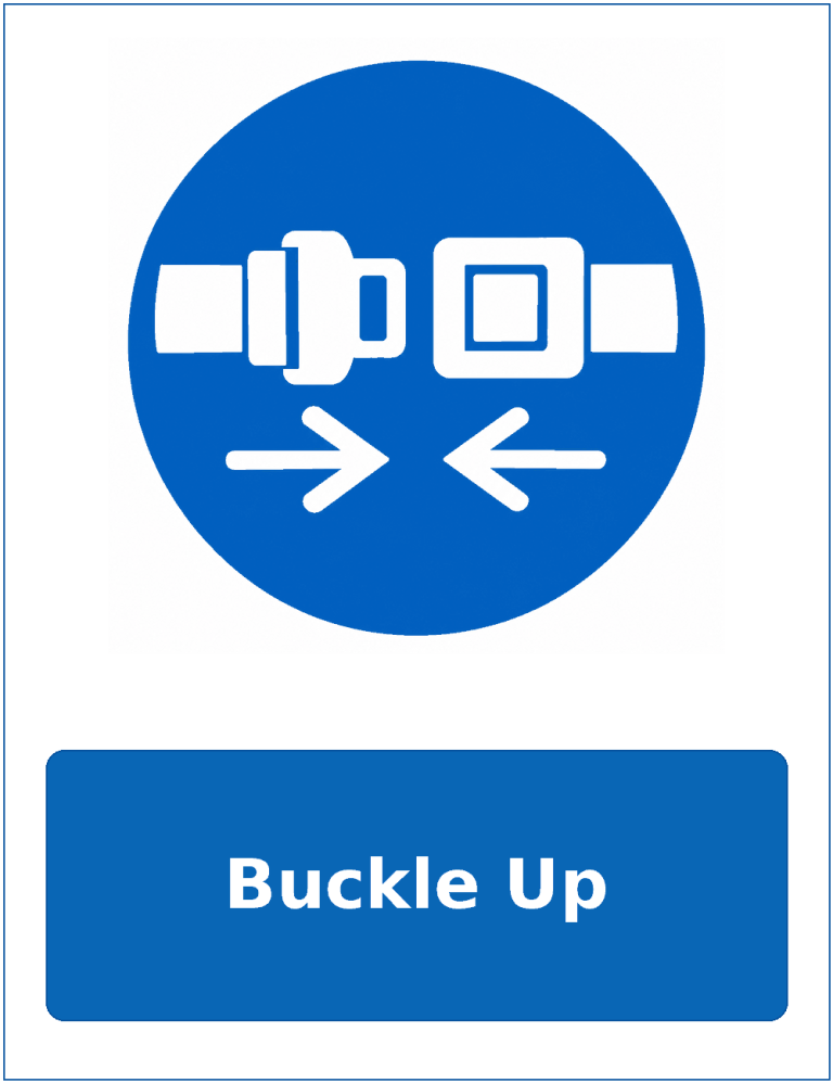 Buckle Up mandatory seat belt safety sticker
