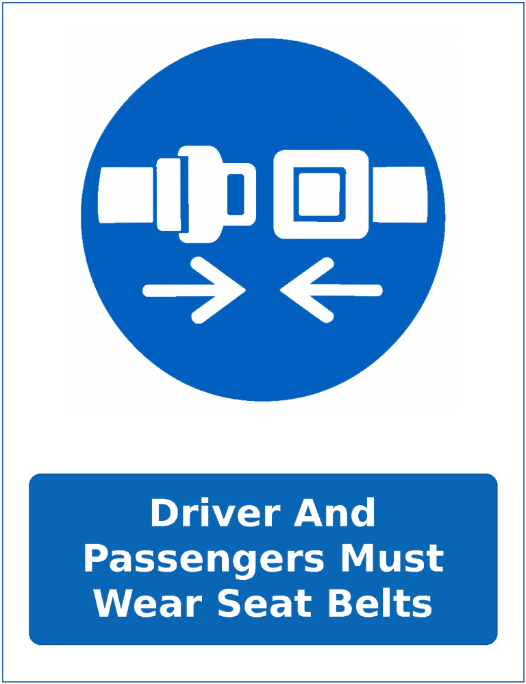 Driver And Passengers Must Wear Seat Belts mandatory seat belt safety sticker