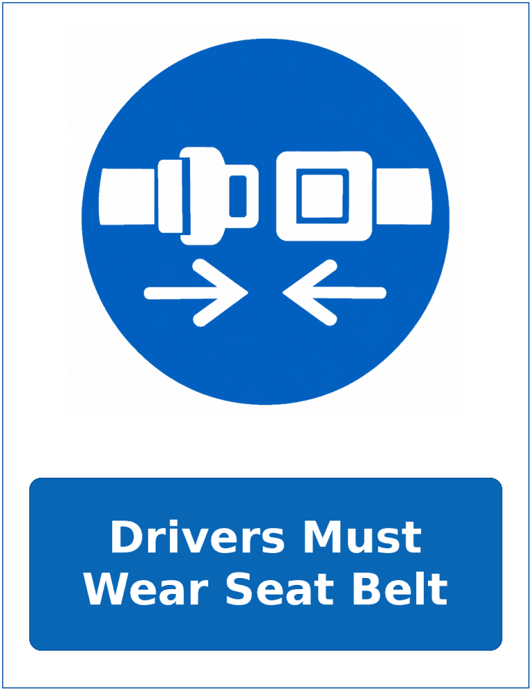 Drivers Must Wear Seat Belt mandatory seat belt safety sticker