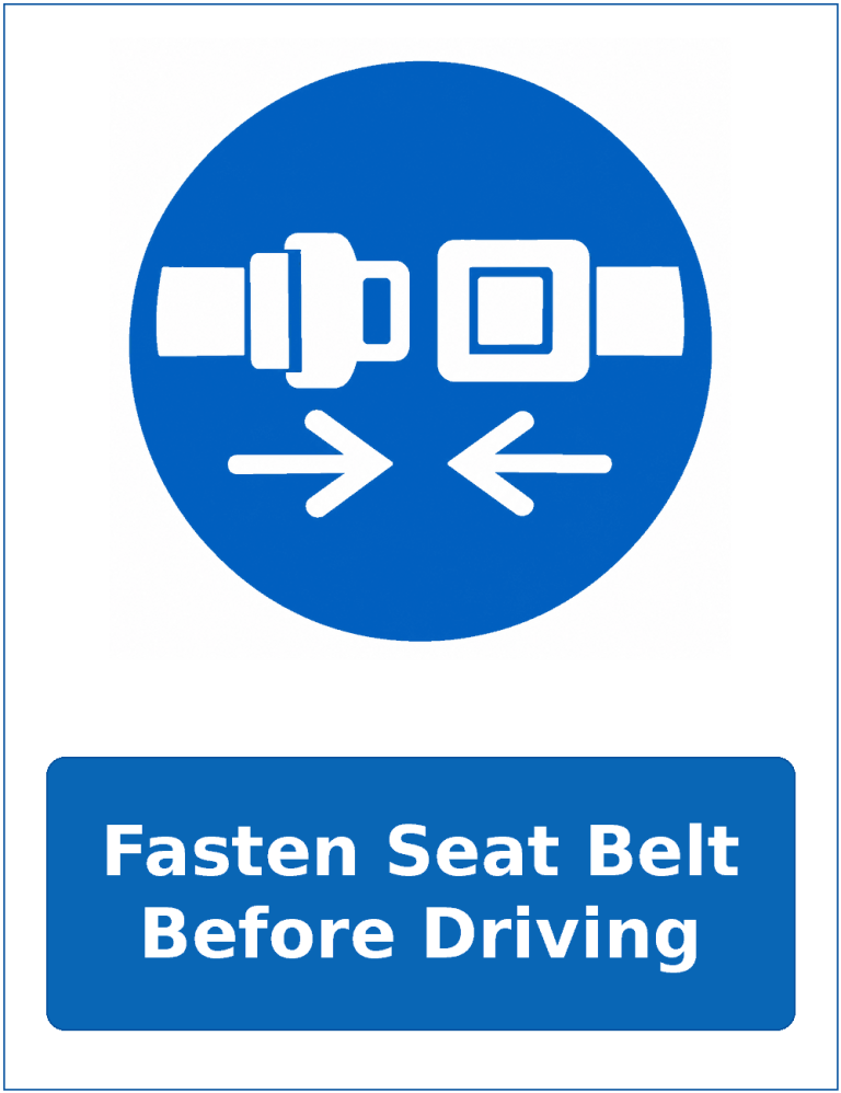 Fasten Seat Belt Before Driving mandatory seat belt safety sticker