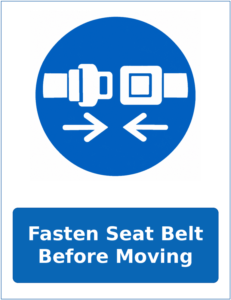 Fasten Seat Belt Before Moving mandatory seat belt safety sticker