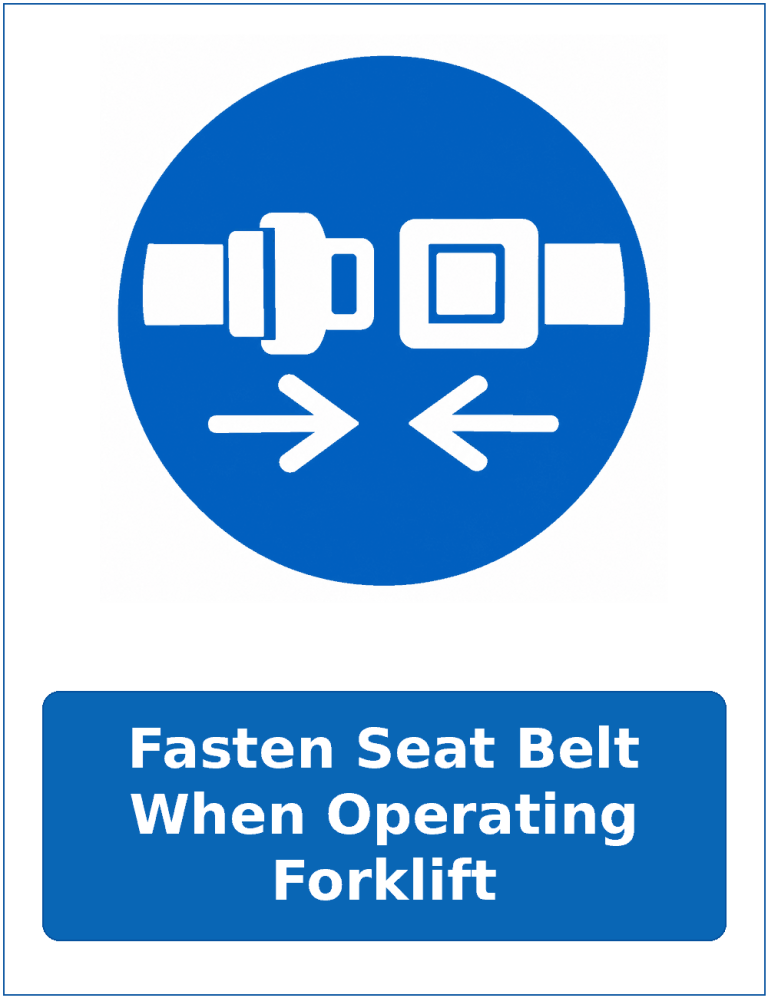 Fasten Seat Belt When Operating Forklift mandatory seat belt safety sticker