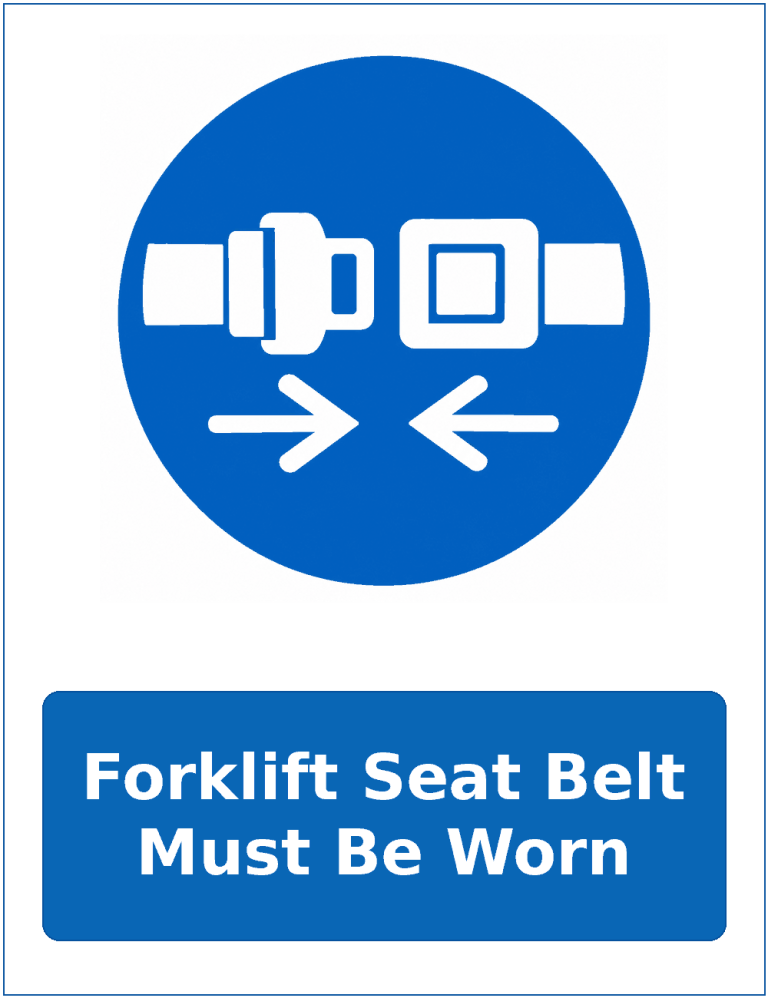 Forklift Seat Belt Must Be Worn mandatory seat belt safety sticker
