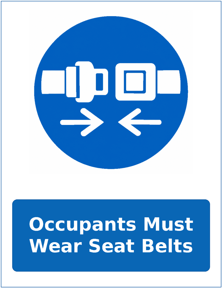 Occupants Must Wear Seat Belts mandatory seat belt safety sticker