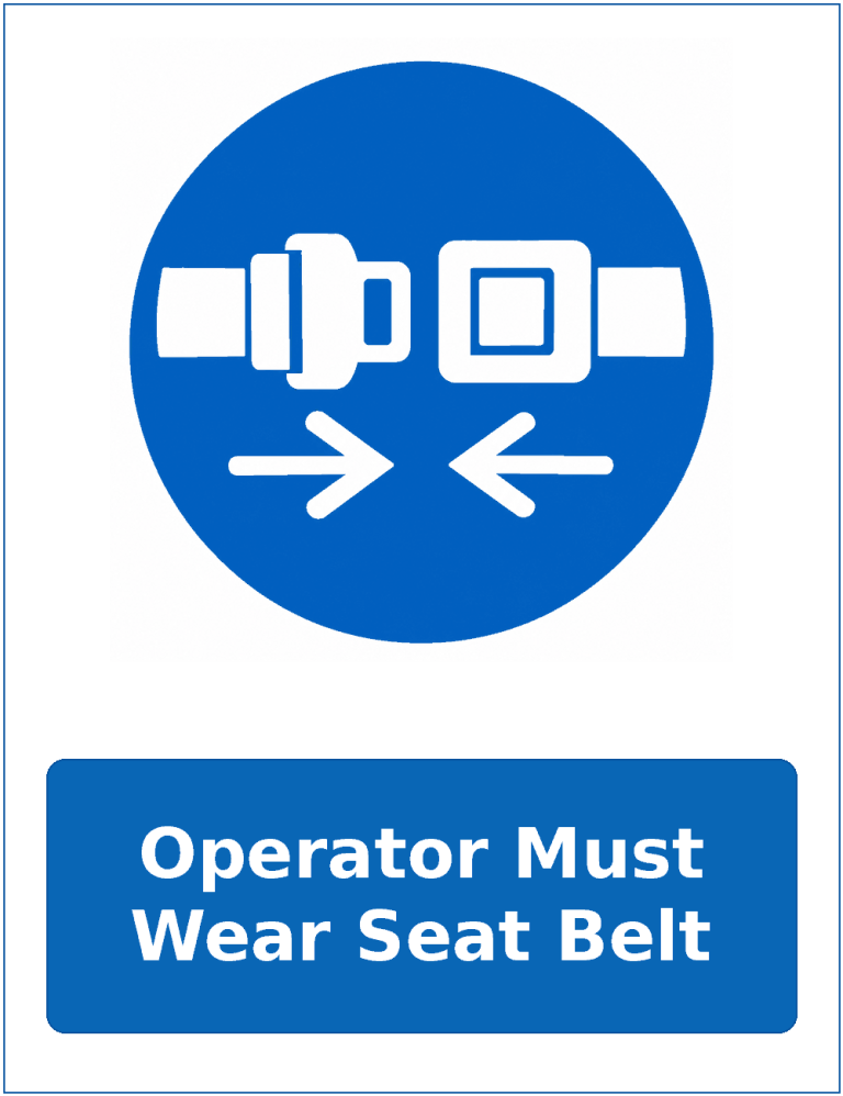 Operator Must Wear Seat Belt mandatory seat belt safety sticker