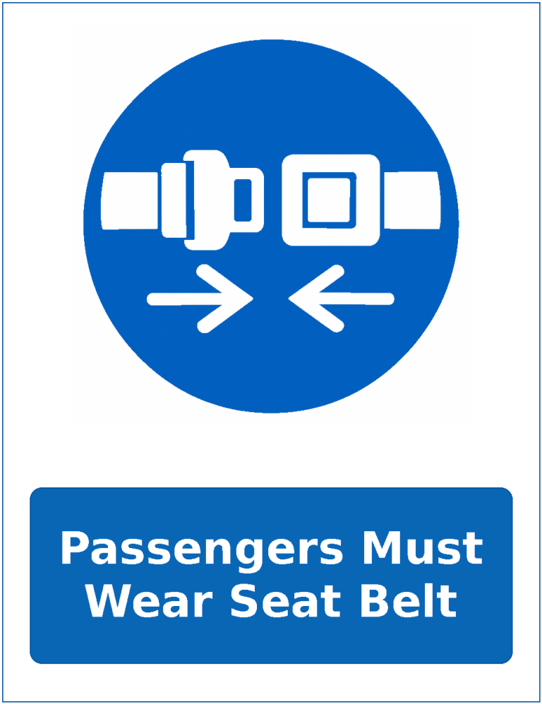 Passengers Must Wear Seat Belt mandatory seat belt safety sticker