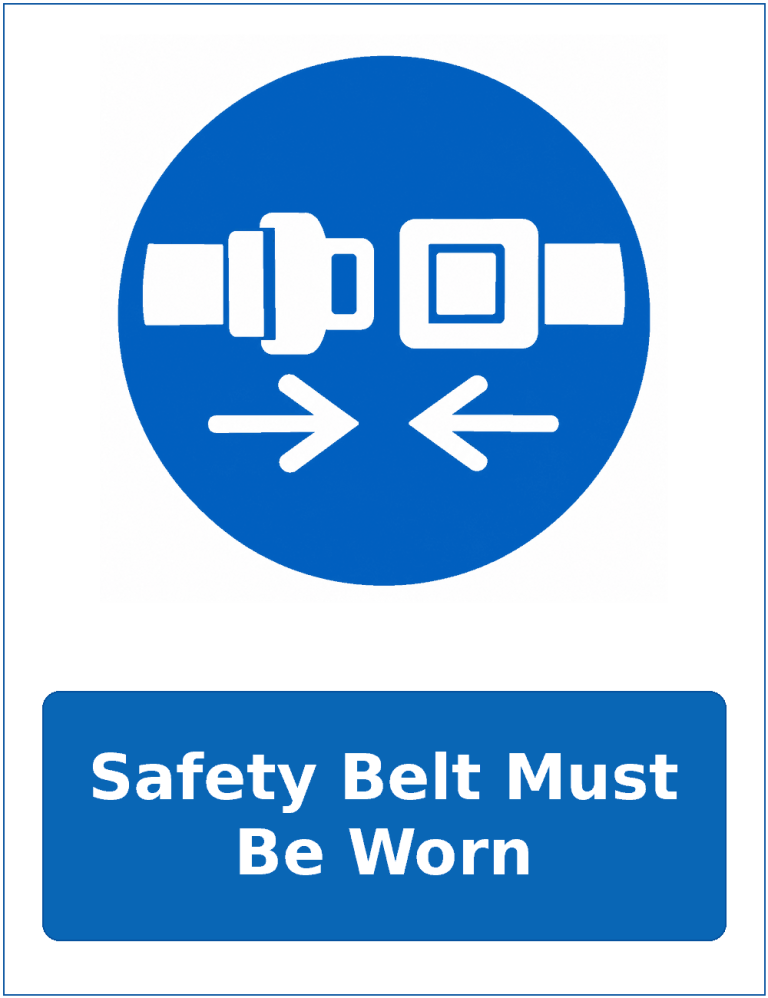 Safety Belt Must Be Worn mandatory seat belt safety sticker