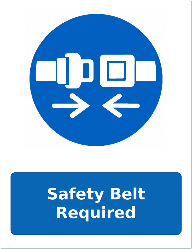 Safety Belt Required mandatory seat belt safety sticker