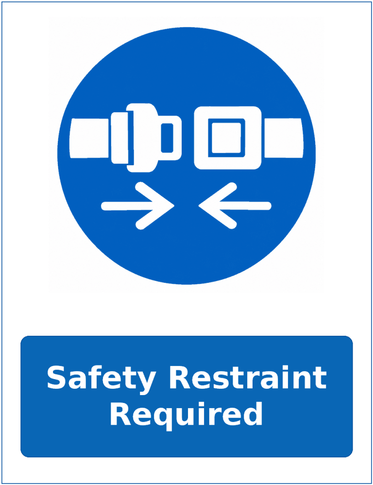 Safety Restraint Required mandatory seat belt safety sticker