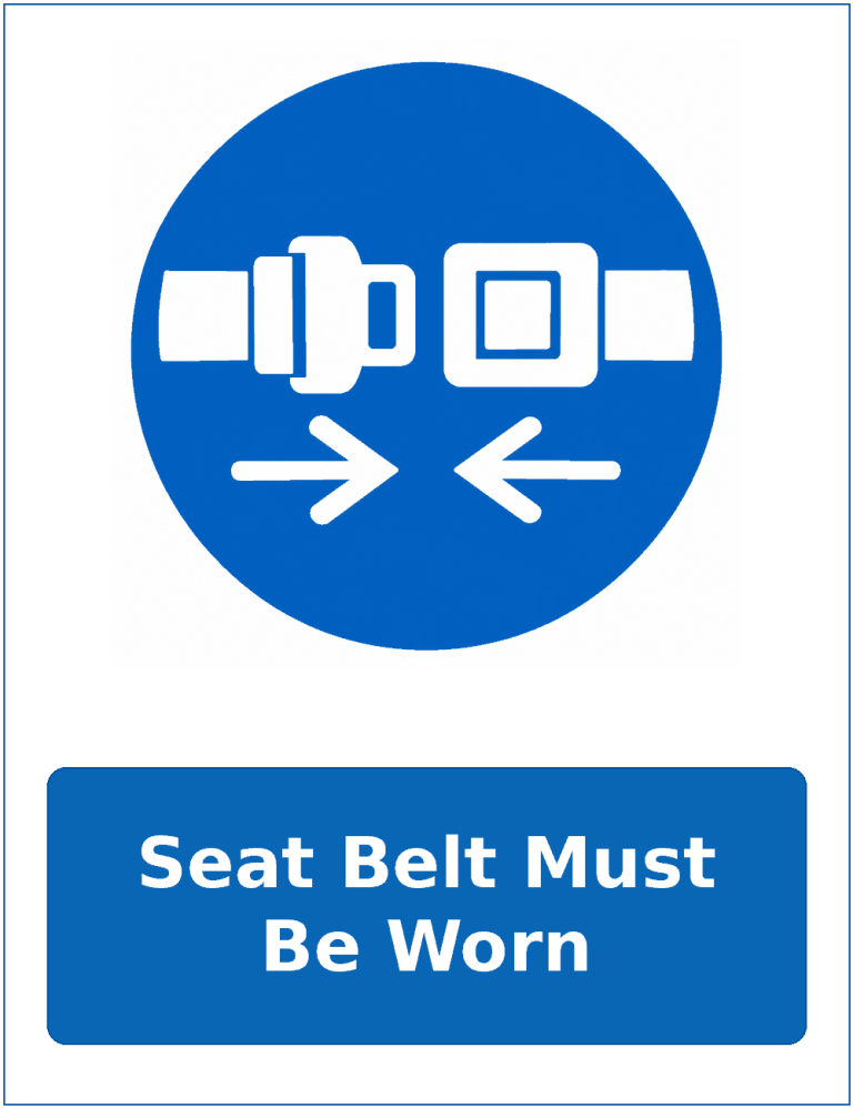 Seat Belt Must Be Worn mandatory seat belt safety sticker