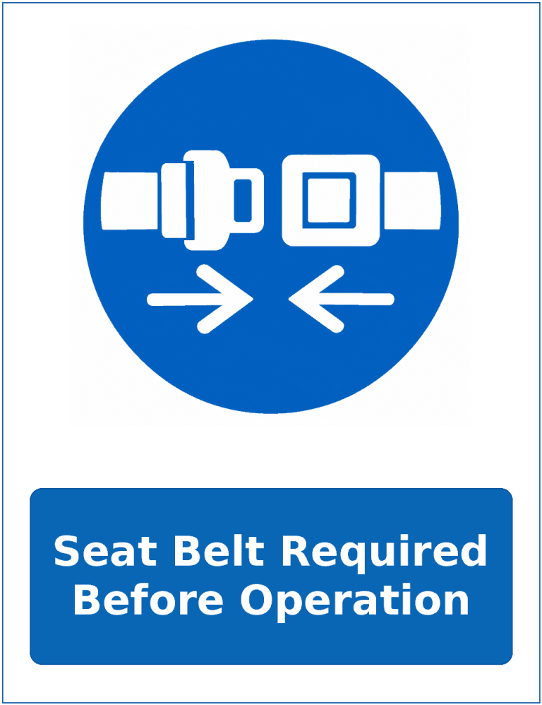 Seat Belt Required Before Operation mandatory seat belt safety sticker
