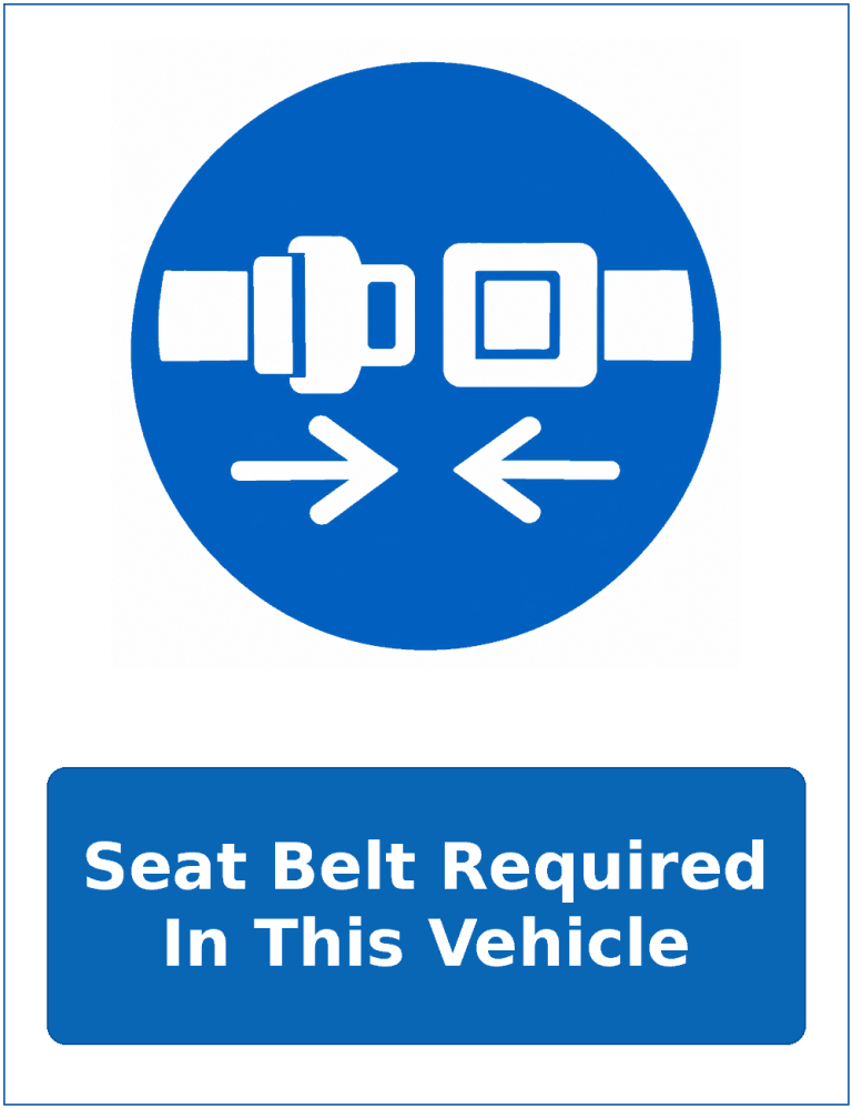 Seat Belt Required In This Vehicle mandatory seat belt safety sticker