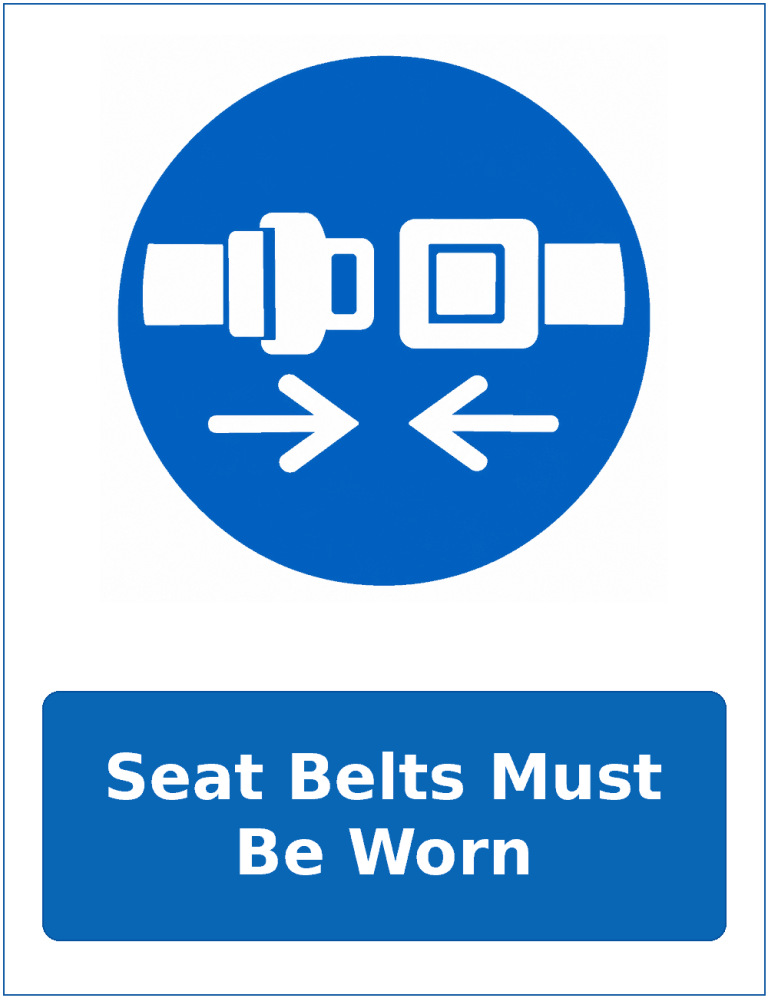 Seat Belts Must Be Worn mandatory seat belt safety sticker
